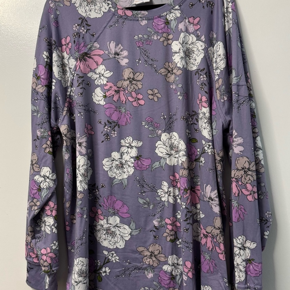 Lularoe Erin - Floral Long Sleeve Top in Purple and Pink